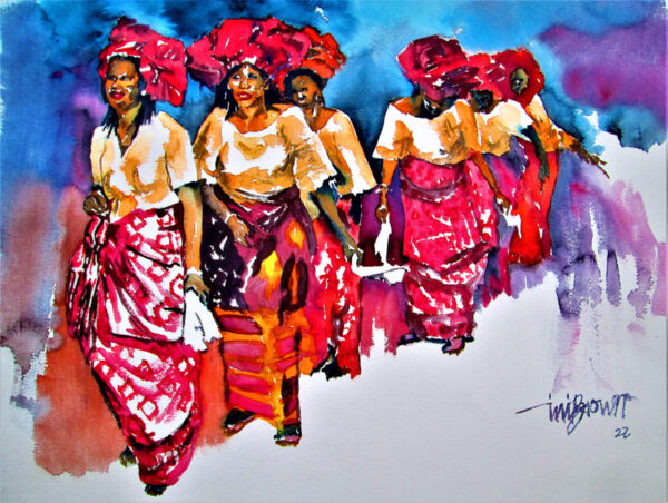 Aso-Ebi - By Ini Brown - Water color on paper
