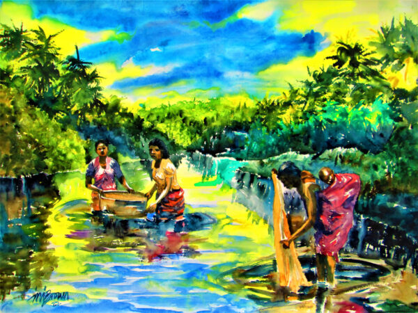 The nearby river - By Ini Brown - Water color on paper