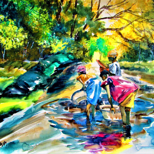 Rivers in colors - By Ini Brown - Water color on paper